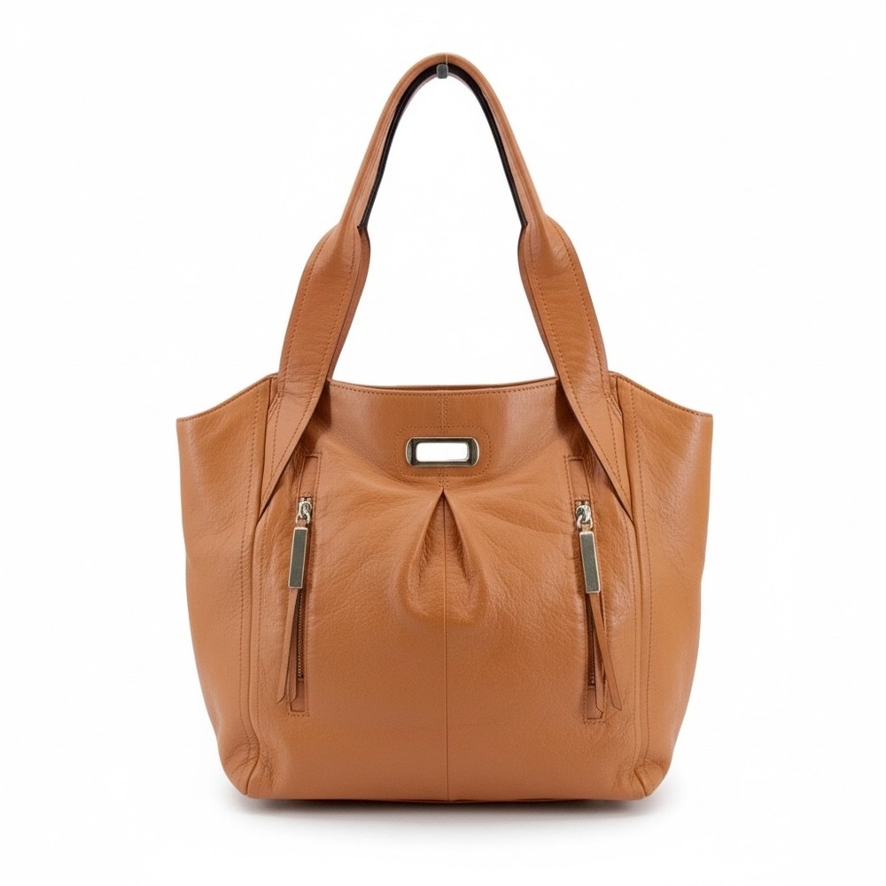 B. Makowsky Dunaway Glove Leather‎ Tote Nutmeg Leather Hobo Shoulder Bag Gift